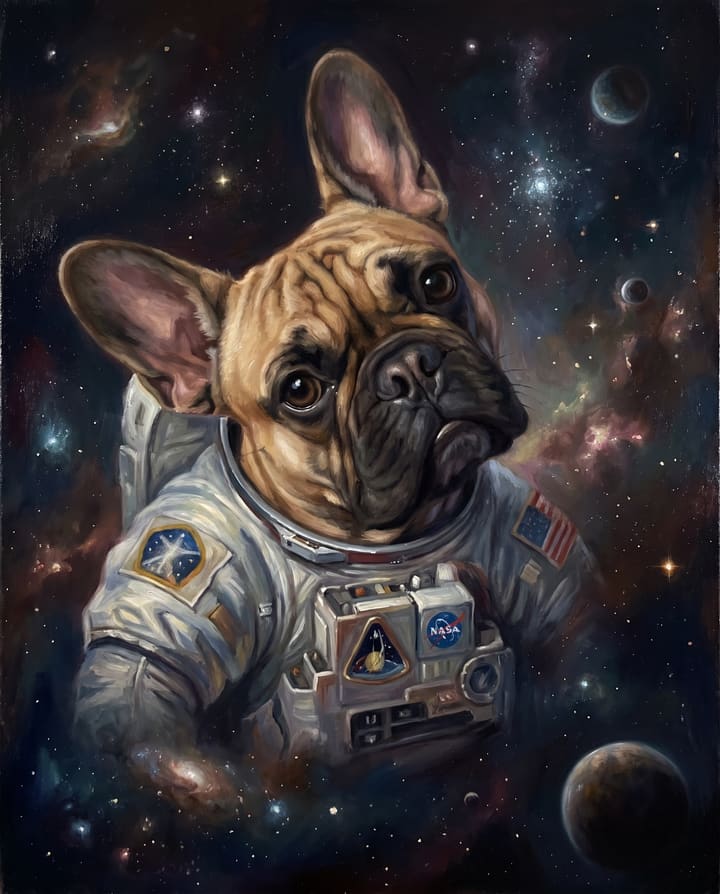 Portrait of French Bulldog · Astronaut shared by J.H.